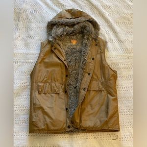 Vintage Red Sky faux fur hooded vest